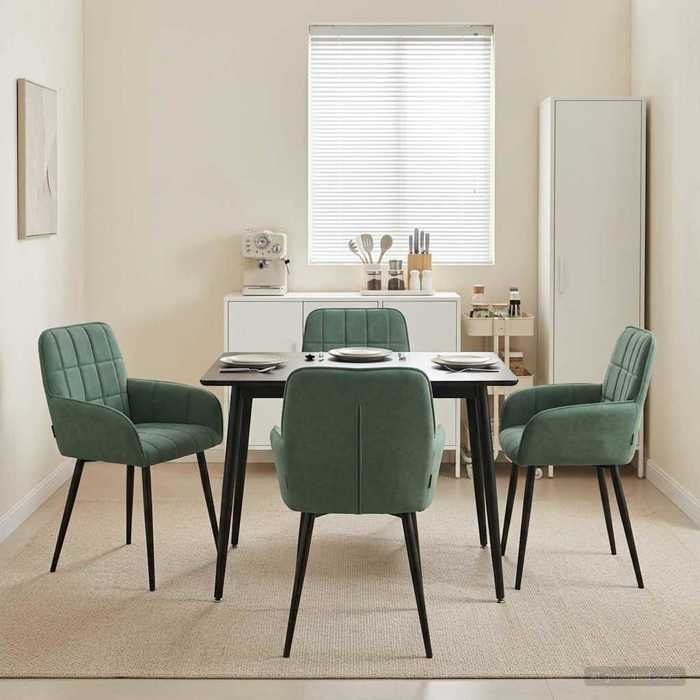 Chaises de Salle à Manger 4 Pc Vert Mer 57 x 50 x 85 cm en velours et métal avec accoudoirs pour Salle à Manger et Cuisine 55743
