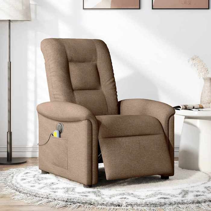 Chaise Relax massant - VIDAXL - Fauteuil inclinable électrique - 1 PLACE - marron tissu 77x91.5x96 cm F1191