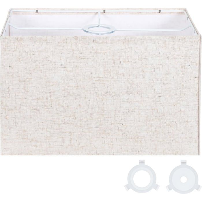 Abat-Jour Rectangulaire Beige De 40 6Cm 39 9Cm En HautX24 4Cm En BasX24 9Cm De Hauteur Abat-Jour De Rechange En Lin Pour Lam[IN190]
