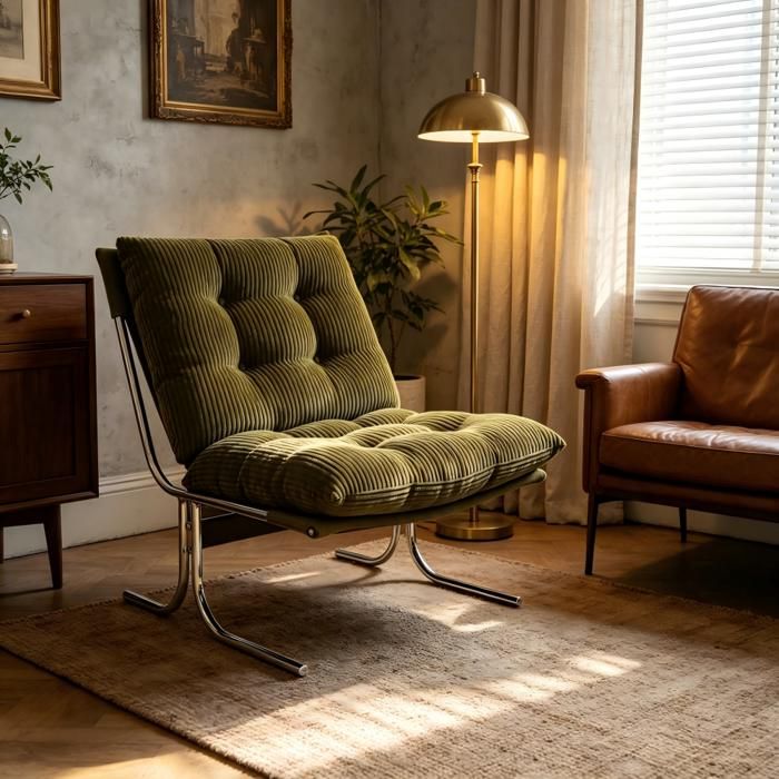 Fauteuil dappoint vert simili‑cuir housse amovible pieds métal 72.2x84.1x84.6cm salon chambre balcon Fauteuil dappoint vert simili‑cuir housse amovible pieds métal 72.2x84.1x84.6cm salon chambre balcon
