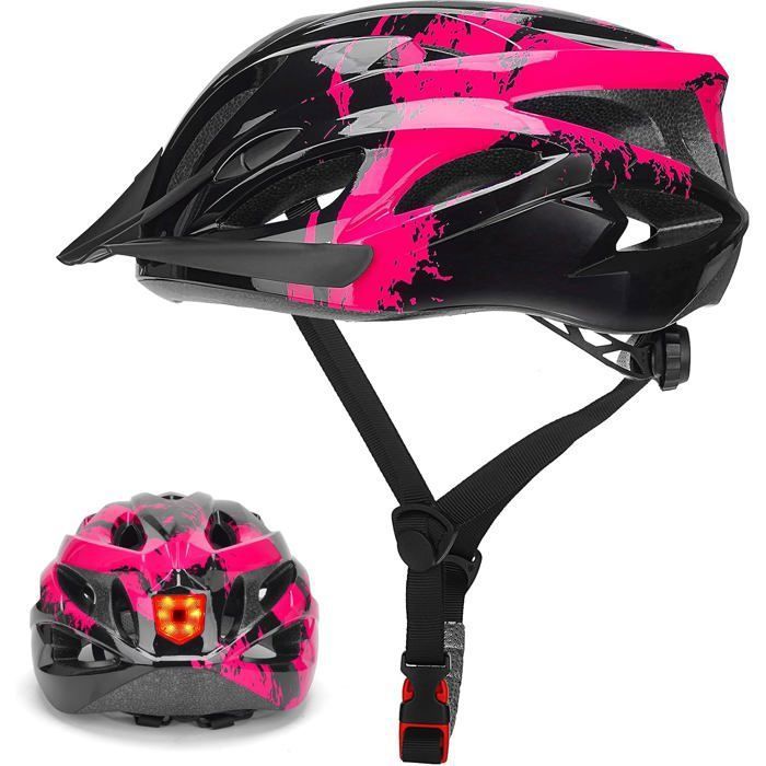 Casque Vélo Adulte Léger Avec Led Casque Vtt Route Réglable 57-62Cm Pour Homme Et Femme Ultra-Léger 230G 18 Aérations Visi[C99]