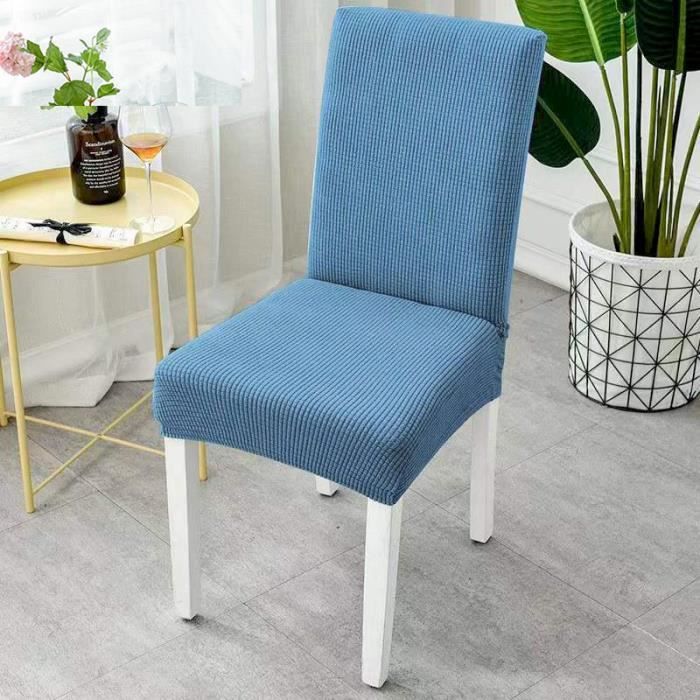 Housse De Chaise 4 Pièces Housse De Siège Intégrée Housse De Siège Élastique Pour Salle À Manger (Bleu Denim)