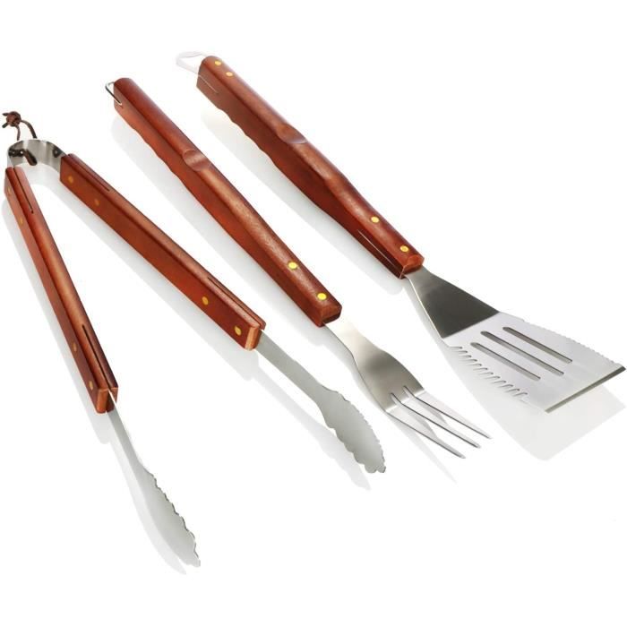 Cook'in Garden Set 2 Spatules Plancha En Inox - Modèle AC341 - Manche En Bois 100% FSC - Utilisable Sur Plancha Et Barbecue - Dimensions L33,5, L8,5 X 2,5 Centimètres