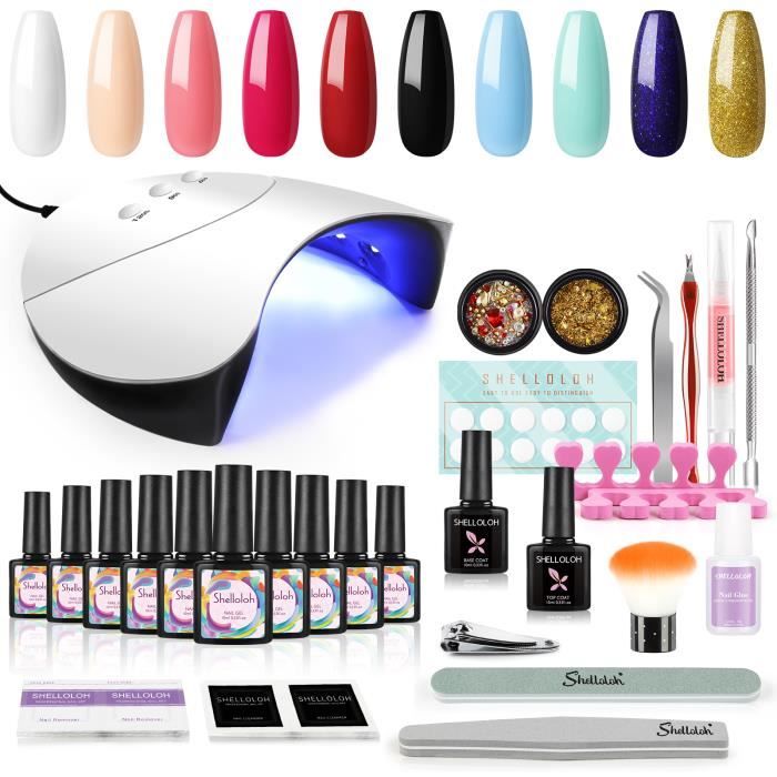 Kit Vernis A Ongle 10 Pc Vernis Semi Permanent Nail Polish Couleurs Actifs Lampe Uv Led Outils Necessaires Cdiscount Au Quotidien