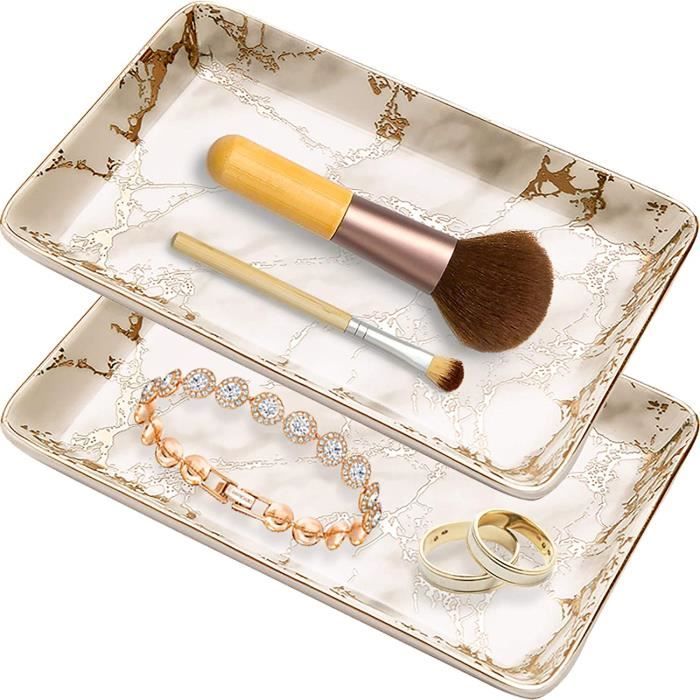 2pcs Plateau A Bijoux En Ceramique Plateau A Cosmetique Plaque Bijoux Marbre Rectangulaire Coffret Organisateur Rangement Assiette P Cdiscount Puericulture Eveil Bebe