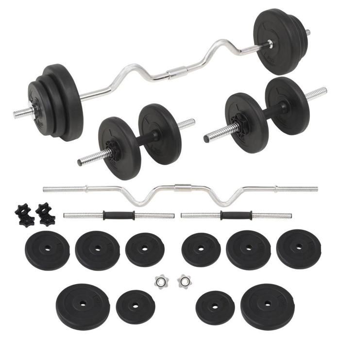 Ensemble Haltères Wuuhoo Jimmy 2en1 - 10kg, 20kg, 30kg Avec Barres Courtes/Longues