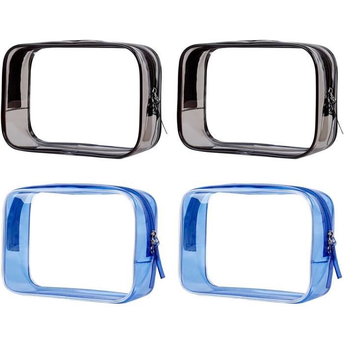LEcylankEr Trousse De Toilette Transparente 3 Pièces Imprimé Bleu - Set PVC Étanche Voyage Femme, Trousse Maquillage Légère Et Organisée