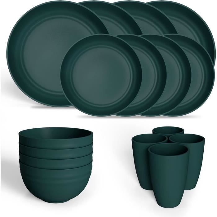 Ensemble De Vaisselle En Plastique Pour 4 Assiettes Et Bols En Plastique, Vaisselle Incassable