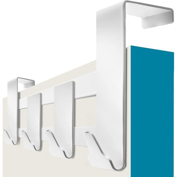 Porte-Manteau Sur Porte 6 Crochets Blanc - Sans Perçage, Économiseur D'Espace, Robuste Aluminium Pour Manteaux & Serviettes