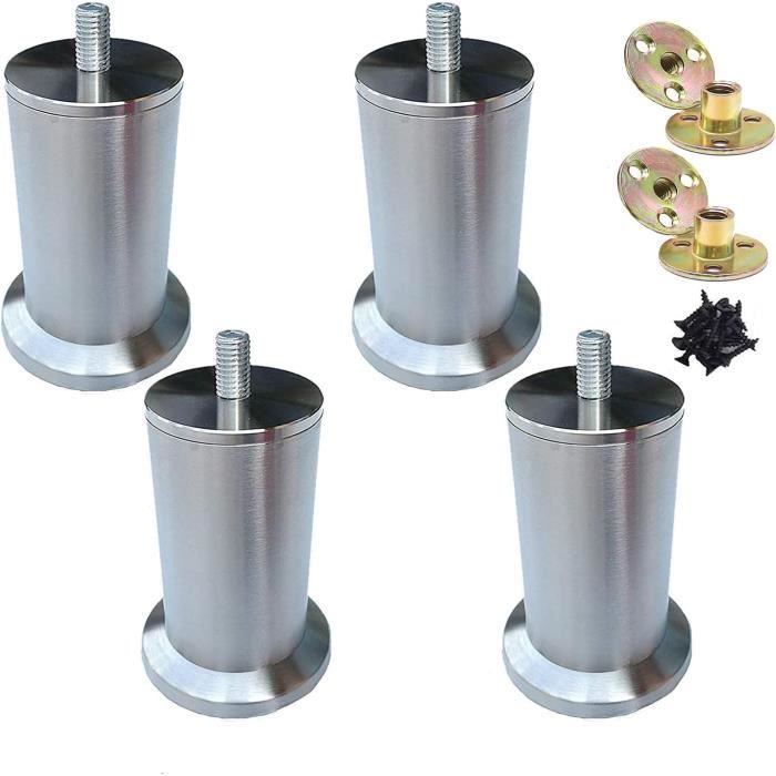 Lot De 4 Pieds De Meubles Réglables En Acier Inoxydable 50 X 60 Mm