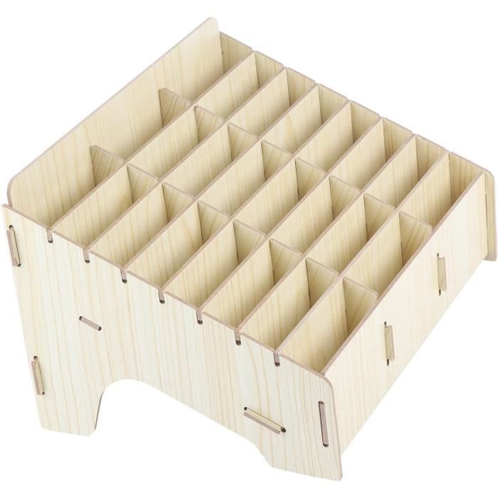 Boîte De Rangement Téléphones 30 Compartiments En Bois – Garage Portable Anti-Distraction Pour Bureau, École & Réunions
