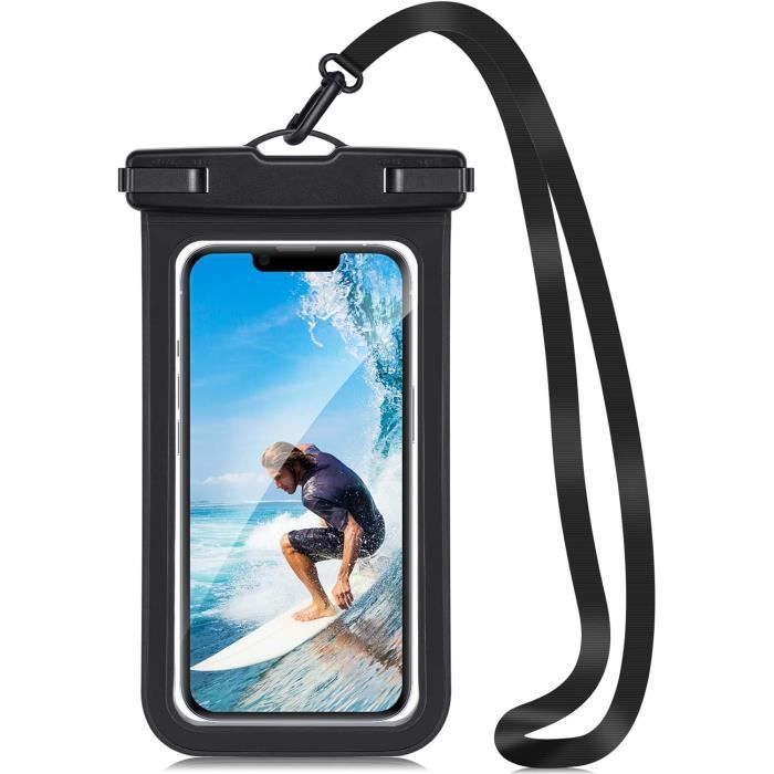 Pochette étanche IPX8 Flottante Pour Téléphone - Jusqu’à 30m, Sangle Réglable, Fenêtre Tactile - Pour Plage, Piscine, Sports Nautiques