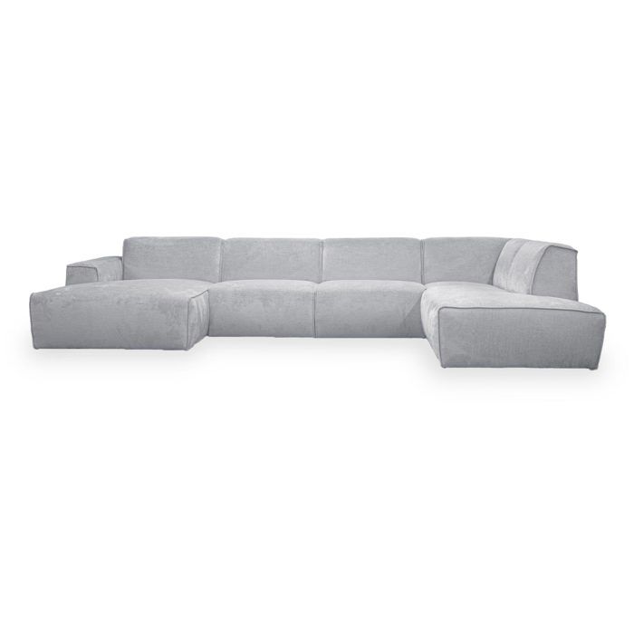GIULIA - Canapé panoramique en tissu gris - Angle droit GIULIA - Canapé panoramique en tissu gris - Angle droit