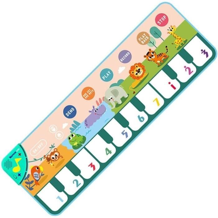 Tapis Musical pour Bébé avec Sons De Musique Tapis De Danse pour Piano Clavier Couverture Animale Tapis De Jeu Tactile