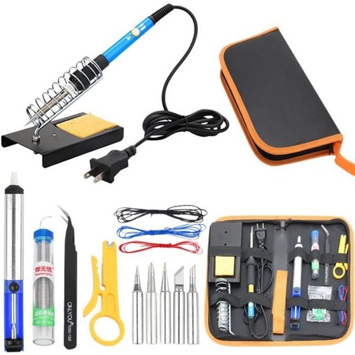 Kit De Soudage SALKI - Mallette Avec Fer à Souder 100W, Fer à Souder 30W, Pointes Interchangeables, Support, étain Et Dessoudeur