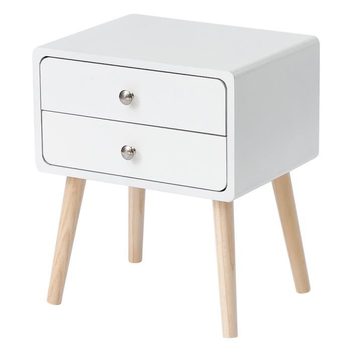 Table De Chevet Scandinave Blanche Table De Nuit Avec 2 Tiroir En Bois De Pin Massif Achat Vente Chevet Table De Chevet Scandinave Cdiscount
