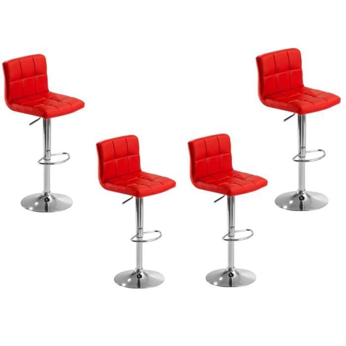 lot de tabourets de bar 6 grilles bistrot fauteuil chaise (rouge)