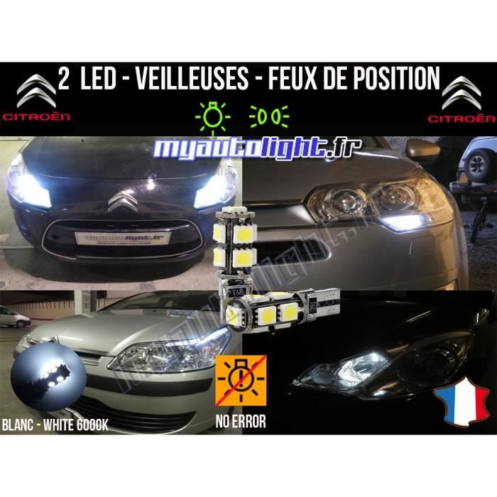 Ampoules Feux de position LED - Citroen C3 - W5W blanc Xénon