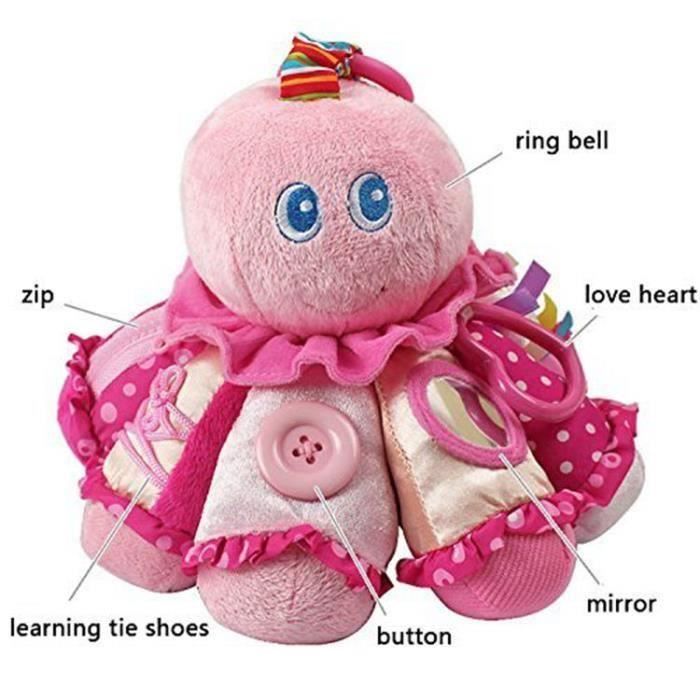 Pieuvres D Activites Hochet En Peluche Jouet D Eveil Pour Poussette Bebe Jeu Educatif Premier Age Rose Cdiscount Jeux Jouets