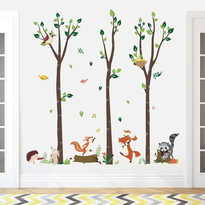 Stickers Muraux Forêt Animaux - Autocollants Enfant Chambre - Décoration Jungle, Cerf, Renard - 7