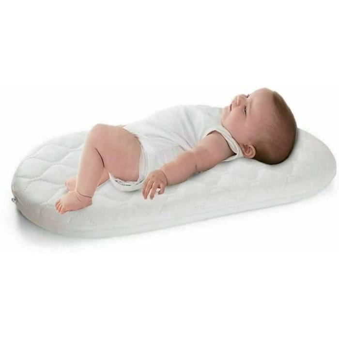 Couffin en mousse de forme ovale pour bébé entièrement respirant matelassé 64 x 28 x 3,5 cm 