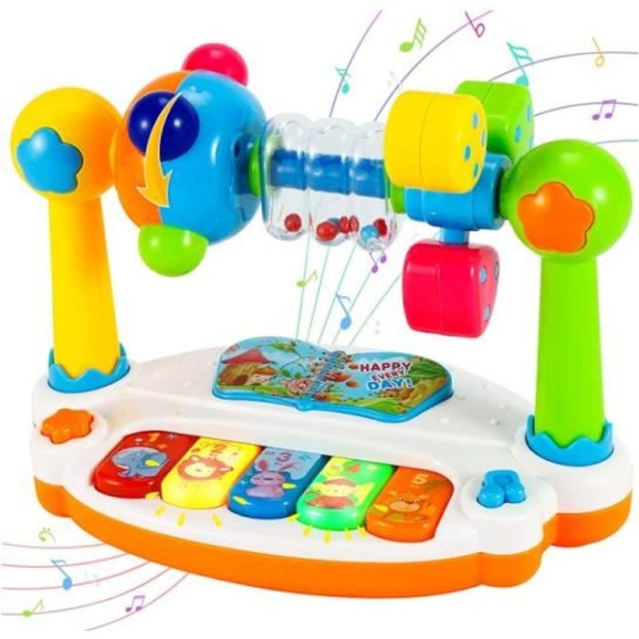 Jouets Musicaux pour Bébé 12 18 36 Mois+ avec 50 Musique et Lumières, Jouet de Piano, Jouets Martelant - Jouet Bébé Interactif