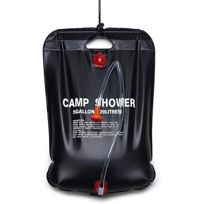 Sac De Douche Solaire 20L ZoneYan - Douche Portable Chauffée Au Soleil Pour Camping, Randonnée Et Jardin
