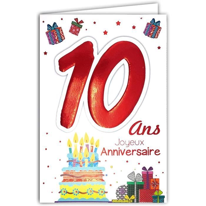 6910 Carte Joyeux Anniversaire 10 Ans Enfant Garcon Fille Motif Gateau 10 Bougies Cadeaux 470 Cdiscount Maison
