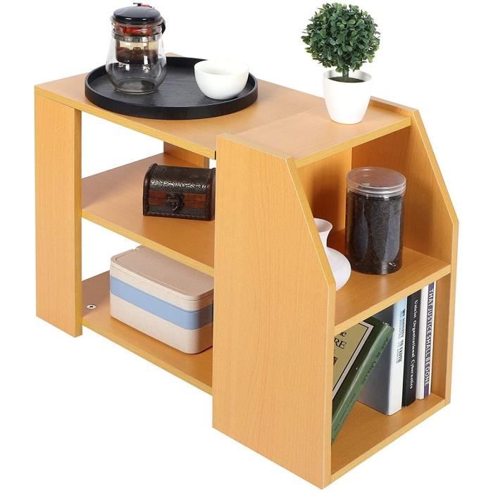 Bout de Canapé avec Rangement, Table Basse Multifonctionnelle de Stockage de Grande Capacité à 3