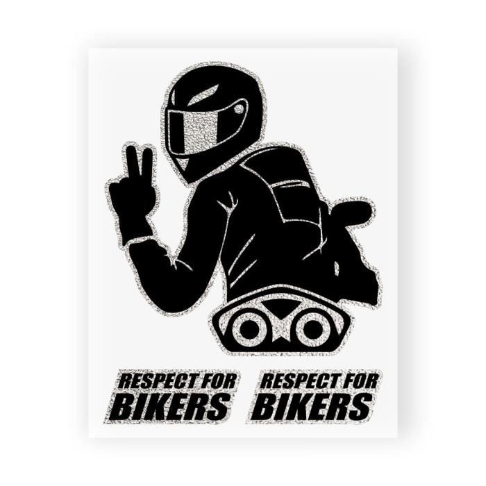 Sticker Respect For Biker Autocollant 10 x 12 cm