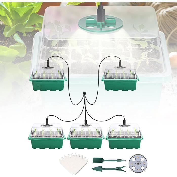 Mini Serre Chauffante, Bac Culture avec Couvercle Et Ventilation, Plateau de Semis pour Semis avec 10 étiquettes