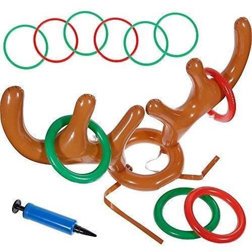 HONGCI 2 Sets Lancer Gonflable Flamant Rose avec 8 Anneaux,Ring Toss Game Gancer Anneaux,Gonflable Party Jeu de Fête Toss Gonflable pour Maison ou en Plein Air Jouet Aniversaire Piscine 