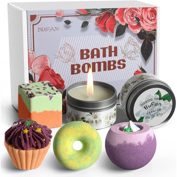 Bombes de Bain Coffret Cadeau Boule de Bain Parfumée 9pcs, Bombes d