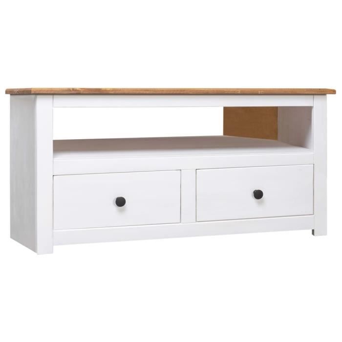 Meuble TV dangle - Pin Assortiment Panama - Blanc - Bois - Panneaux de particules - 93x49x49 cm