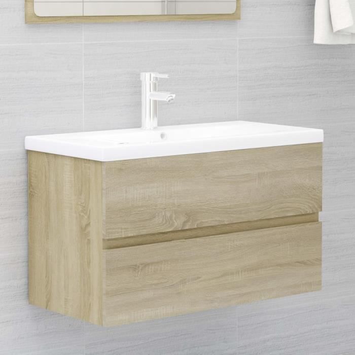 chez💧5754moderne armoire d'évier - meuble colonne de salle de bain armoire haute contemporain décor - armoire sdb chêne sonoma 80x3