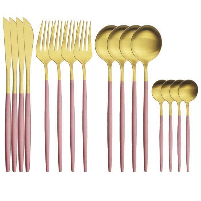 Couverts - Art De La Table - 16 pièces - Acier inoxydable - Or rose - Service complet