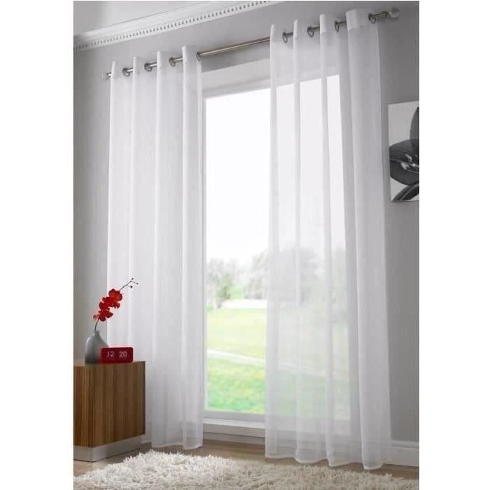 Voilage Occultant Qui Laisse Passer La Lumière Rideau Voilage 240 X 140 Blanc A Oeillet Achat Vente Pas Cher