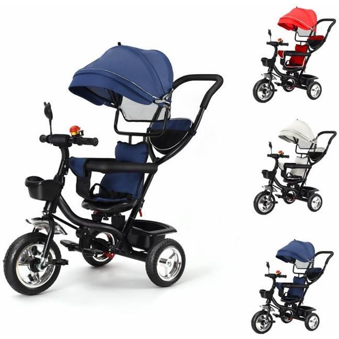 BELFOYER Tricycle évolutif enfant bleu 10 à 36 mois - avec panier - avec 3  roues - avec tige de réglage de hauteur - pliable - Cdiscount Jeux - Jouets