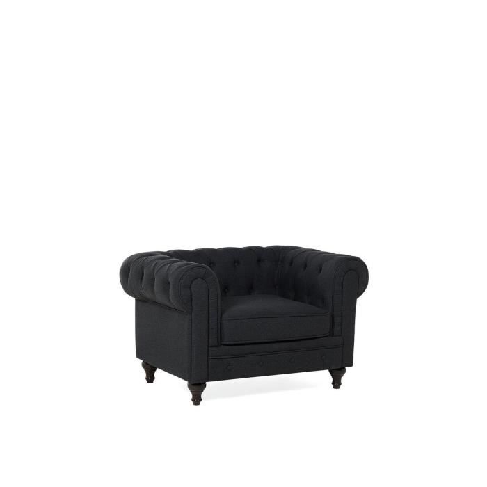 BELIANI Fauteuil Chesterfield Tissu Gris Graphite 