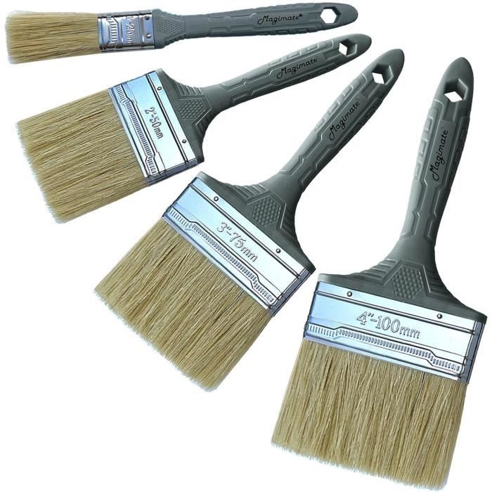 Lot De 4 Pinceaux éponges - Manche Bois, 4 Tailles, Pour Peinture, Teinture, Nettoyage, Lavable - 2