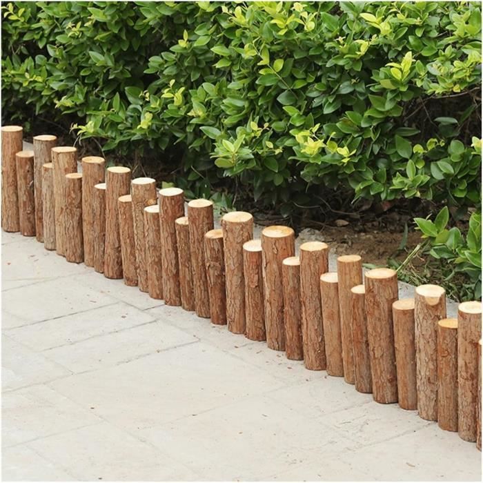 Clôture Jardin Bois 120x20 Cm - Bordure Flexible Massifs - Hêtre Naturel - 36 Cm De Hauteur - 4