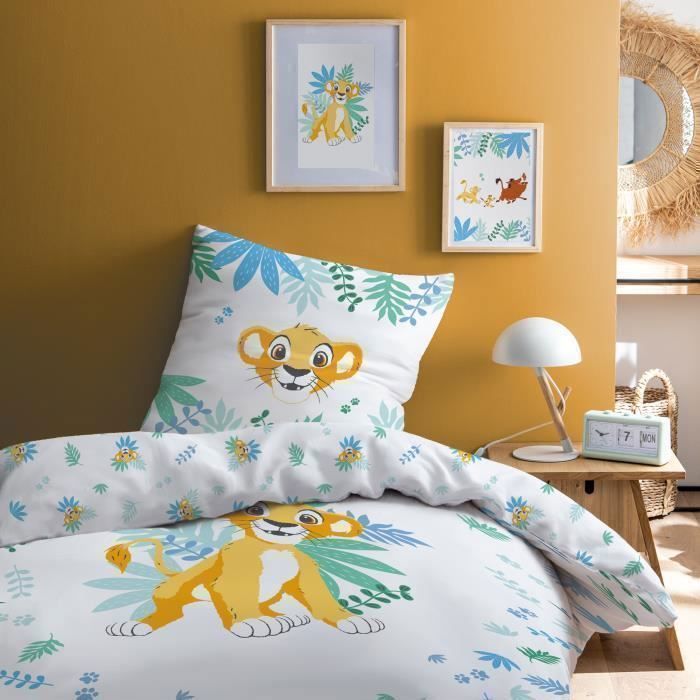 200 cm x 200 cm （Le Roi Lion） Coton Parure de Couette Housse de Couette avec 3 PièCes Drap-Housse de Lit Ensemble de Housse de Couette Douce avec 2 taies d'oreiller pour lit Double 
