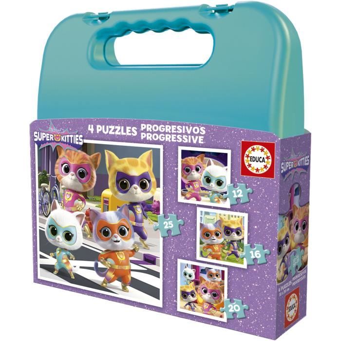 Malette puzzles progressifs EDUCA SuperKitties 12+16+20+25 pièces
