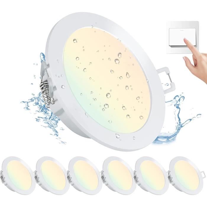 Lot De 12 Spots LED Encastrables Dimmables 5W - 3 Températures De Couleur (3000K/4500K/6000K) Réglables, IP44, Ø68mm - 4