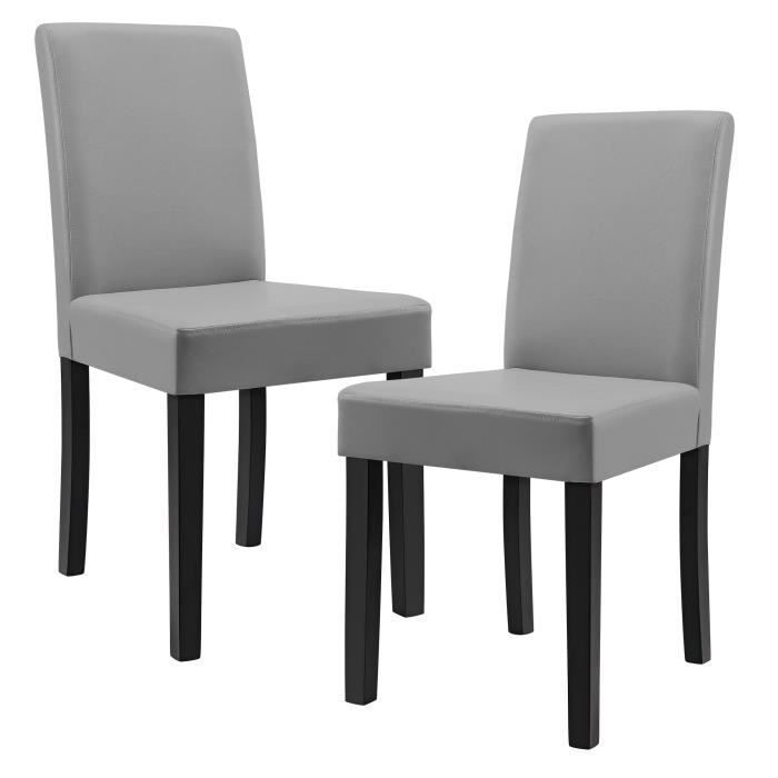 Lot de 2 chaises de salle à manger Hamburg similicuir gris clair EN.CASA