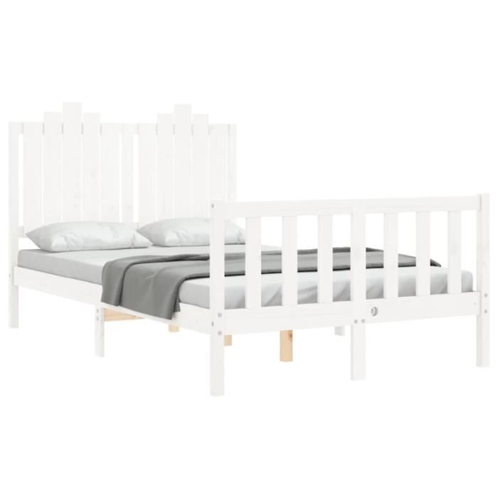 cadre de lit petit double en bois massif blanc - fydun - a3192267 fd017 - style campagne - a lattes