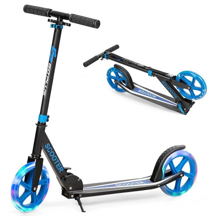 Trottinette Enfant GYMAX 3 Ans+ - Hauteur Réglable 70-80cm, Roues LED, Pliable Et Sécurisée