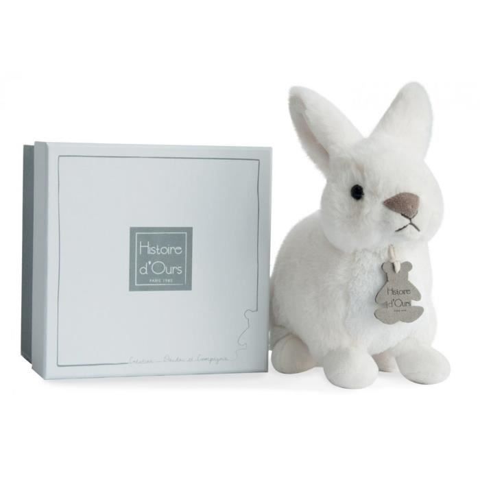 Histoire D Ours Peluche Lapin Lapidoux Blanc Cm Bebe Fille Ou Garcon Dans Sa Boite Cadeau Cdiscount Jeux Jouets