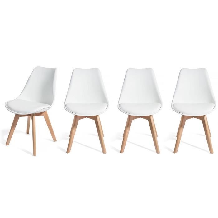 lot de 4 chaises de salle à manger design brekka - blanc.