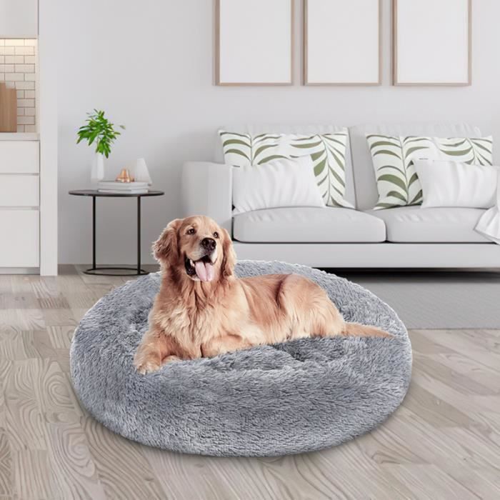Meilleurs prix pour Hoviecole Lit pour chien Lit moelleux rond pour Chat et Chien Extra large Deluxe Panier pour Animal avec coussin gris clair 60cm